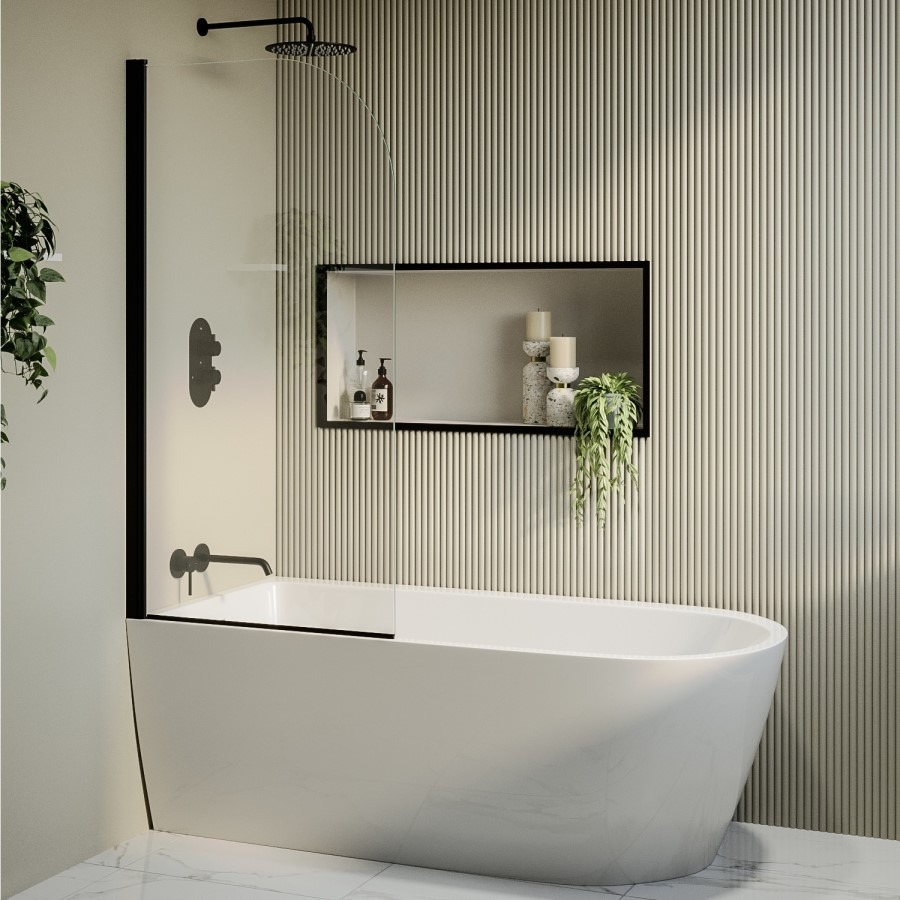 Black Freestanding Left Hand Shower Bath Suite with Toilet and Basin - Amaro - Image 2