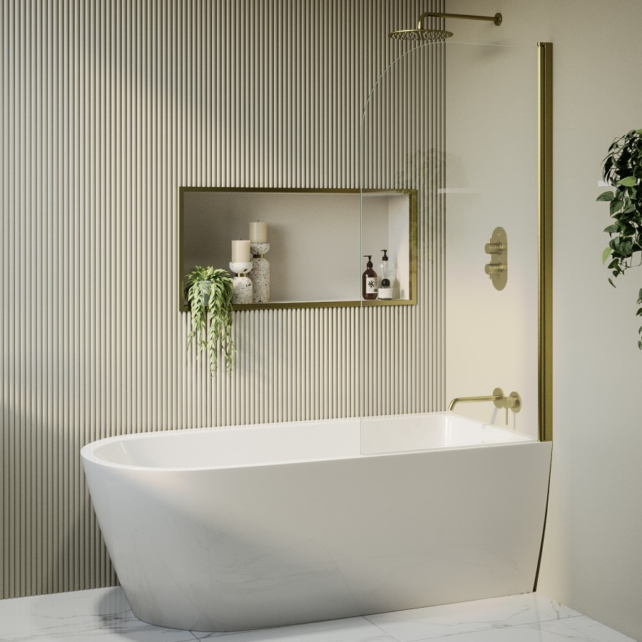 Brass Freestanding Right Hand Shower Bath Suite with Toilet and Basin - Amaro - Image 2
