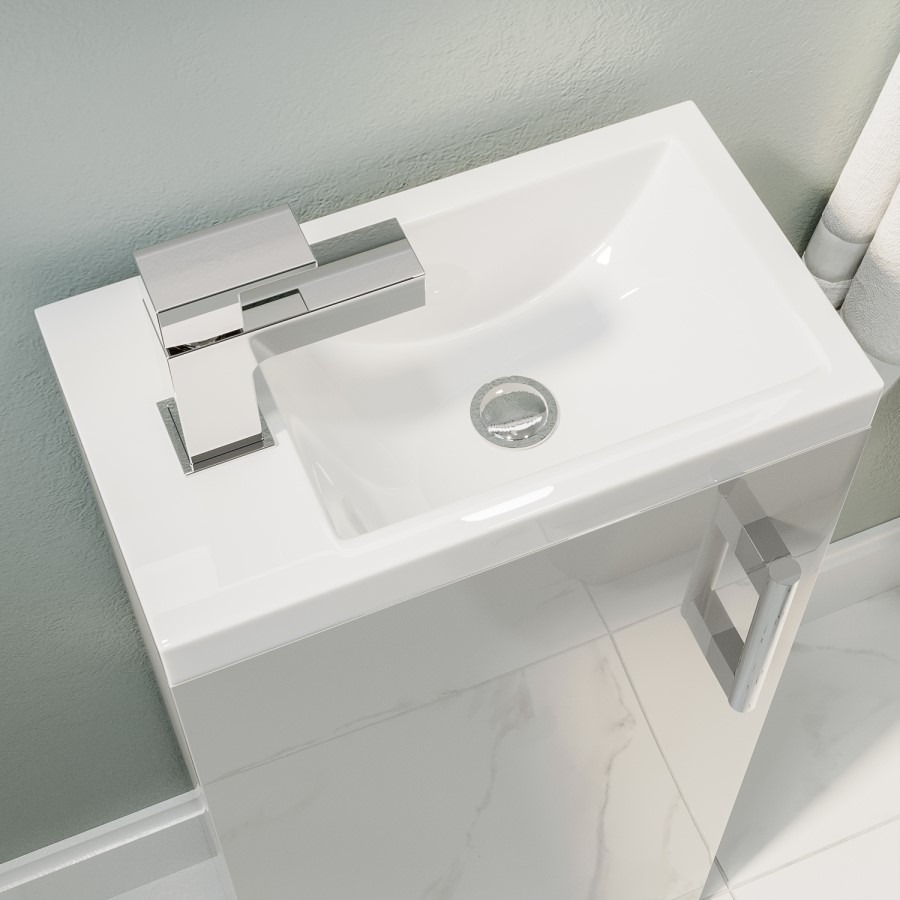 Cloakroom Suite with Grey Vanity Unit Small Basin & Close Coupled Toilet - Ashford - Image 2