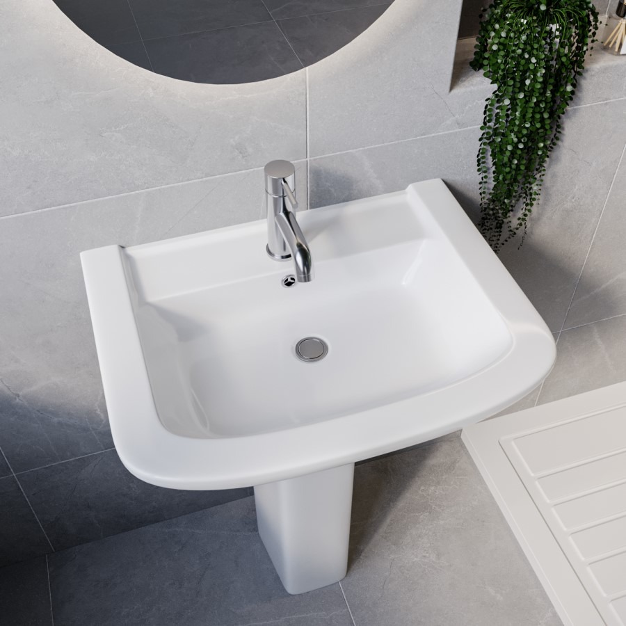Rimless Close Coupled Toilet and Basin Suite - Ashford - Image 2