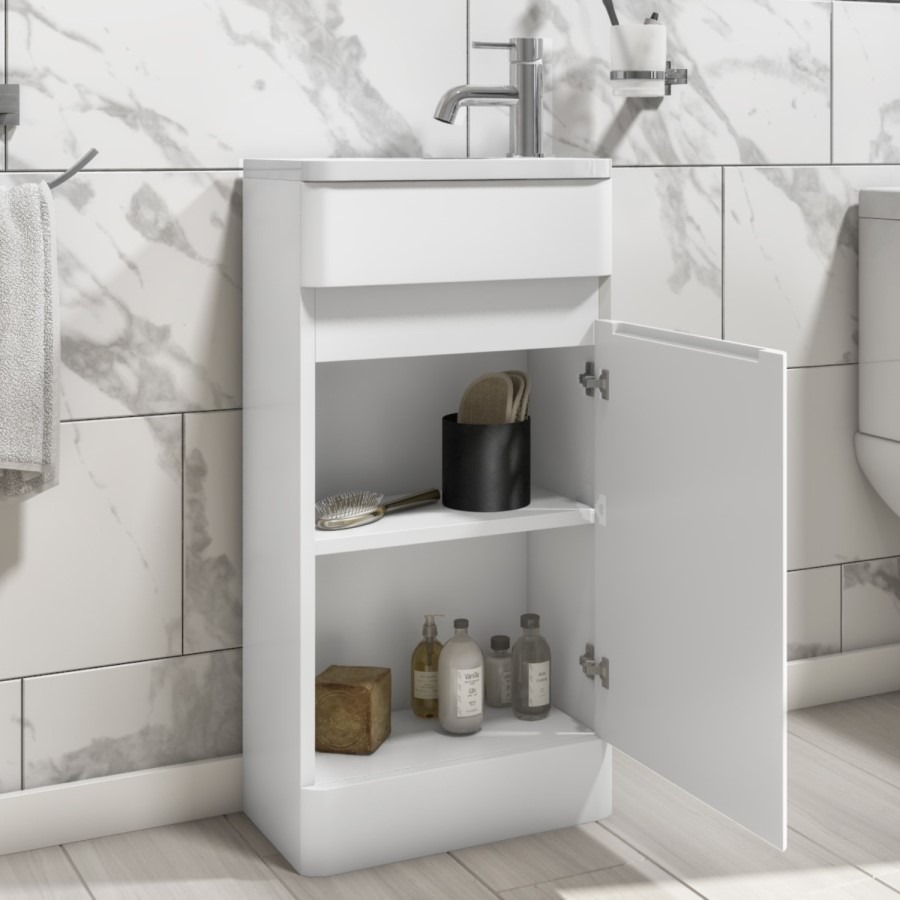 Close Coupled Toilet and Basin Vanity Unit Bathroom Suite - Pendle - Image 2