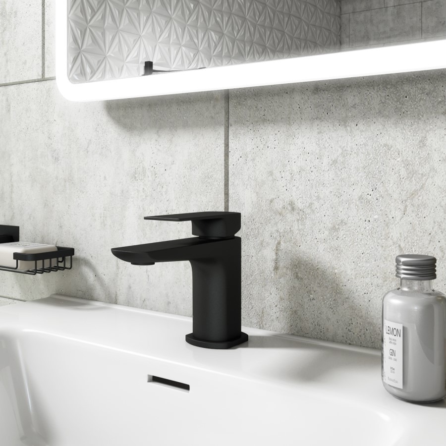 Black Mono Basin Mixer Tap - Zana - Image 2