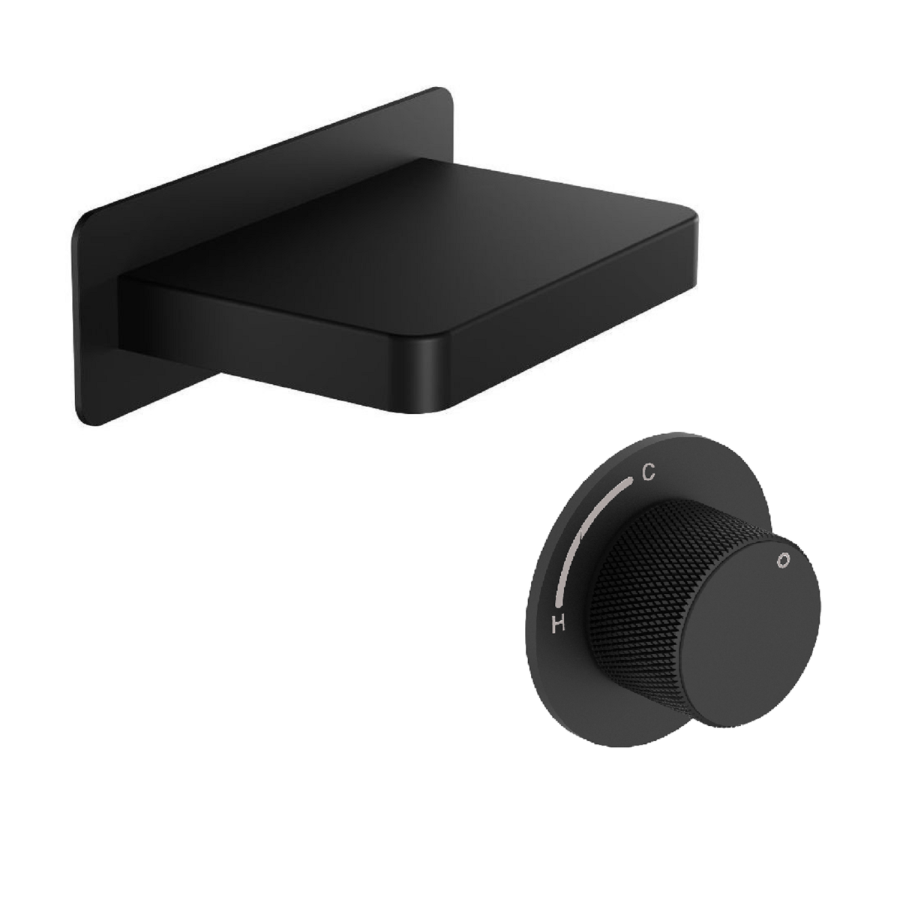 Black Wall Mounted Bath Mixer Tap with Valve - Zanda - Image 2