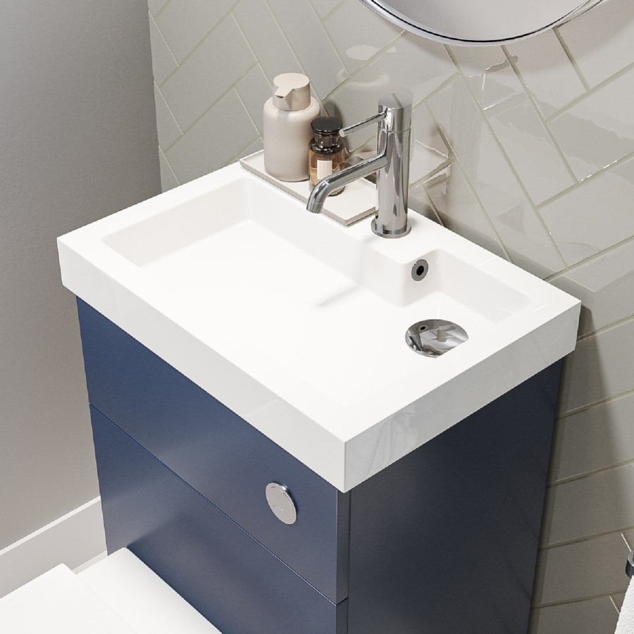500mm Blue Cloakroom Toilet and Sink Unit with Chrome Fittings - Valetta - Image 2
