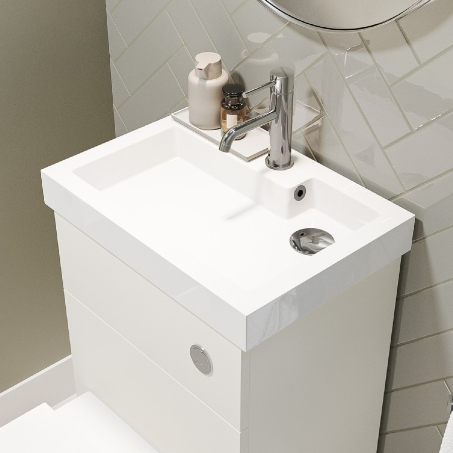 500mm White Cloakroom Toilet and Sink Unit with Chrome Fittings - Valetta - Image 2
