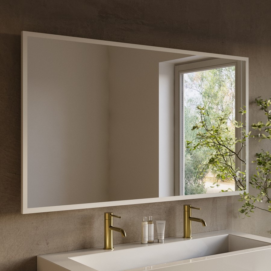Rectangular Heated Bathroom Mirror with Lights Shaver Socket & Bluetooth Speaker 1400 x 800mm - Divine - Image 2