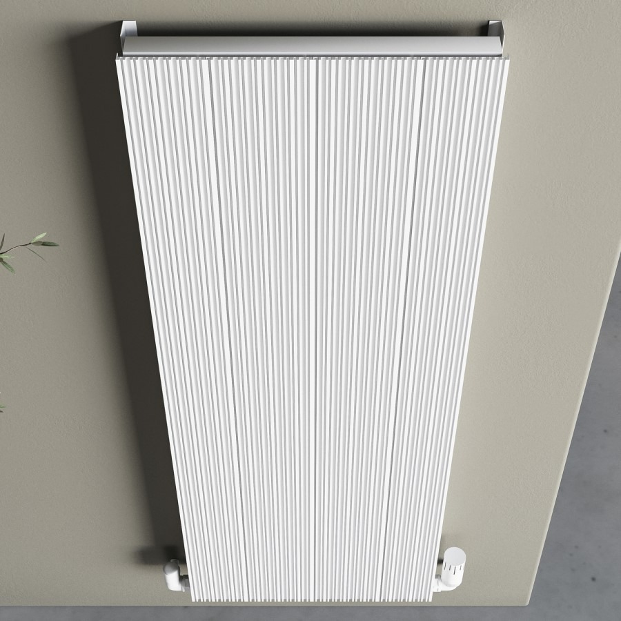 White Designer Fluted Vertical Radiator 1200 x 440mm - Laguna - Image 2
