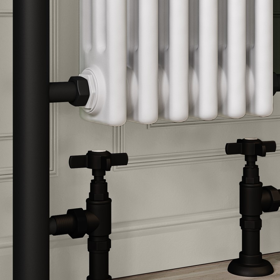 White and Black Vertical Traditional Column Radiator 1600 x 480mm- Regent - Image 2