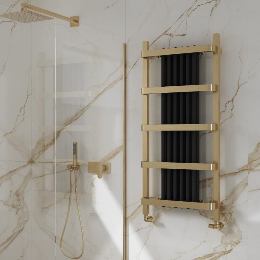 Reina Regina Black Designer Column Radiator with Towel Rail 1200x 550mm - Image 2