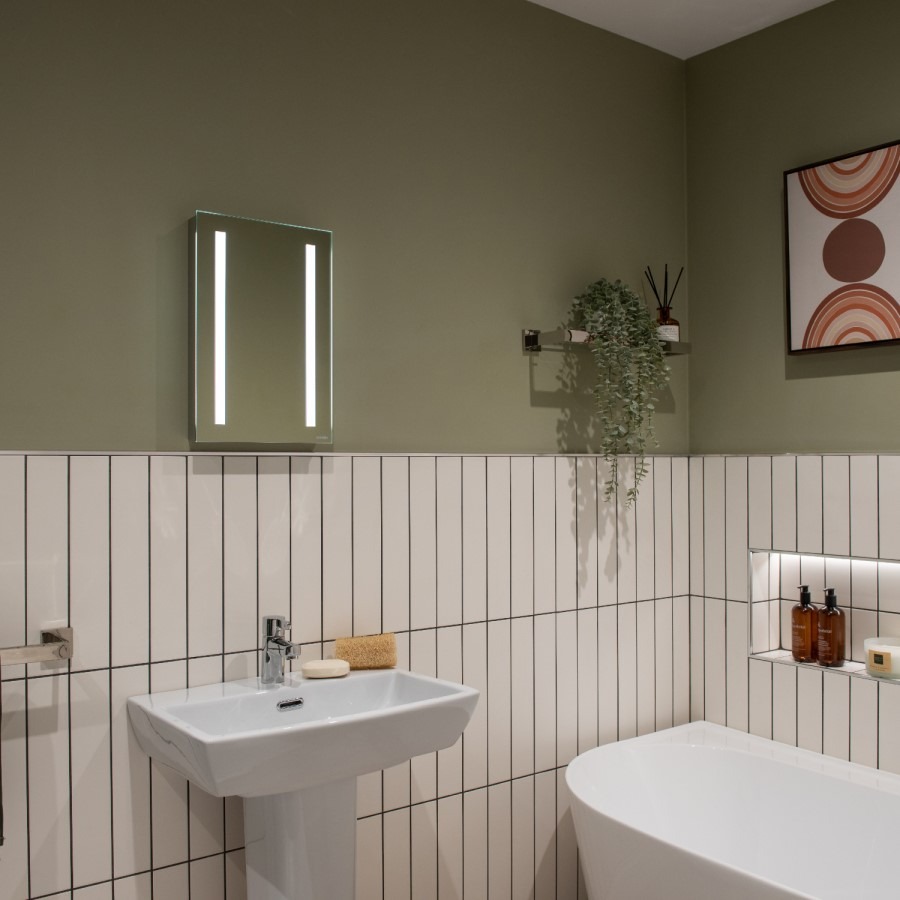 Sensio Lumino Evo+ Rectangular Bathroom Mirror with Battery Operated Lights - 300 x 450mm - Image 2