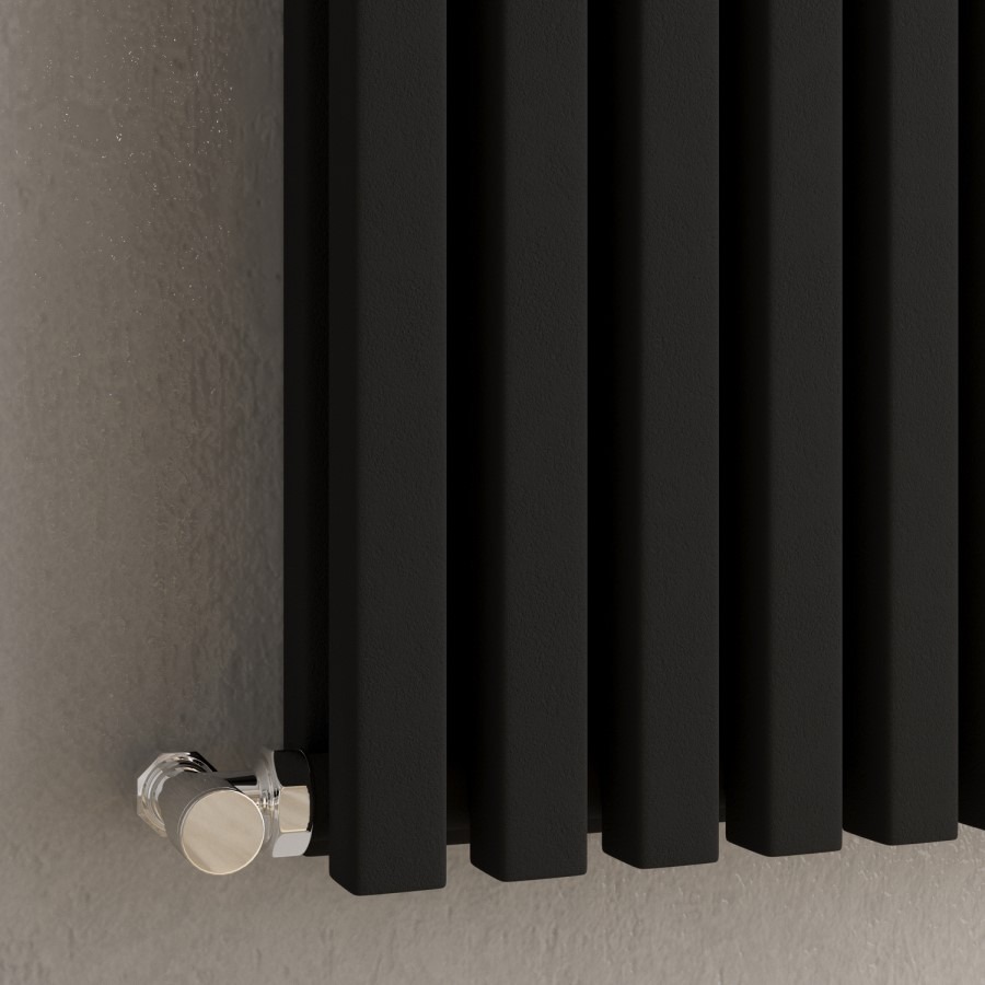 Ravello Midnight Black Vertical Square Designer Radiator 1800x450mm Double Panel 5357 BTU - Image 2