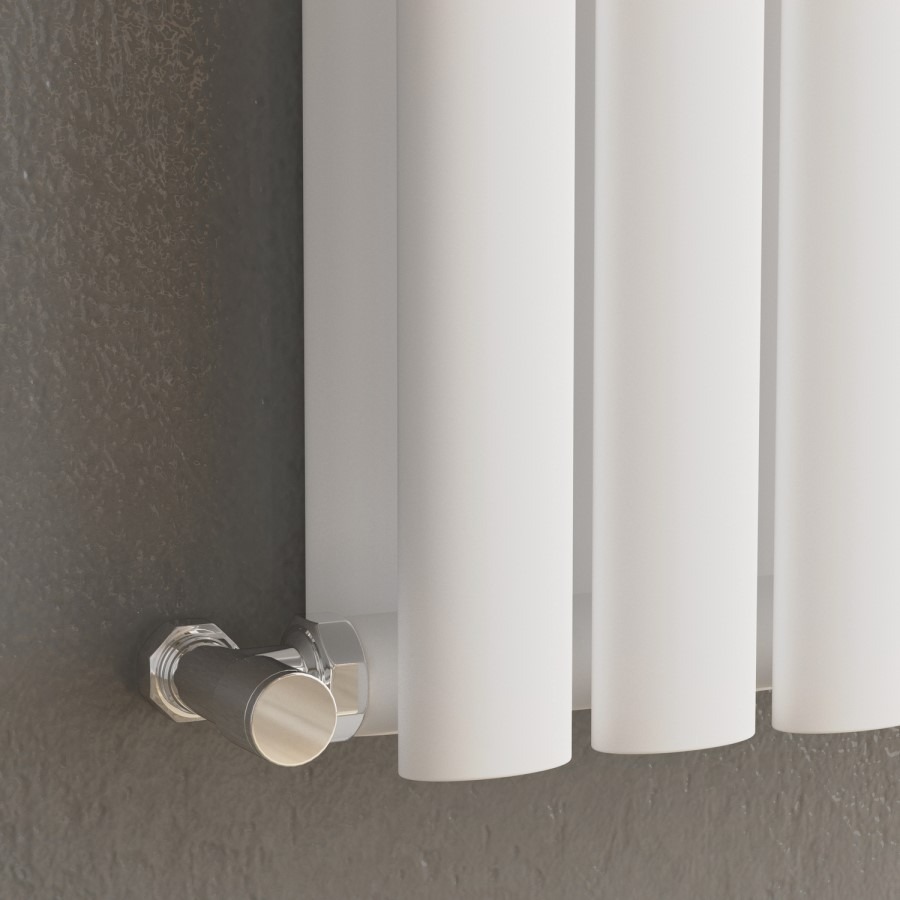 Sorrento White Vertical Oval Designer Radiator 1600x354mm Double Panel 3351 BTU - Image 2