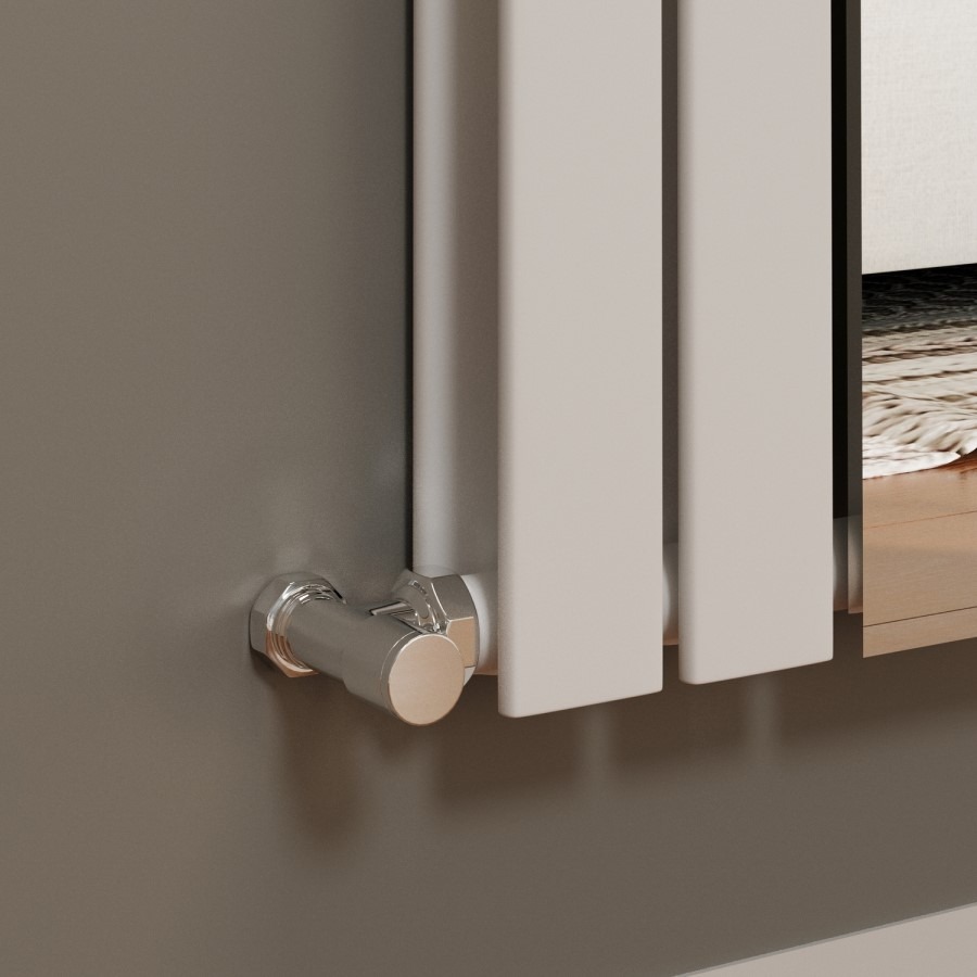 Specchio White Vertical Flat Designer Radiator with Mirror 1800x385mm Double Panel 3541 BTU - Image 2
