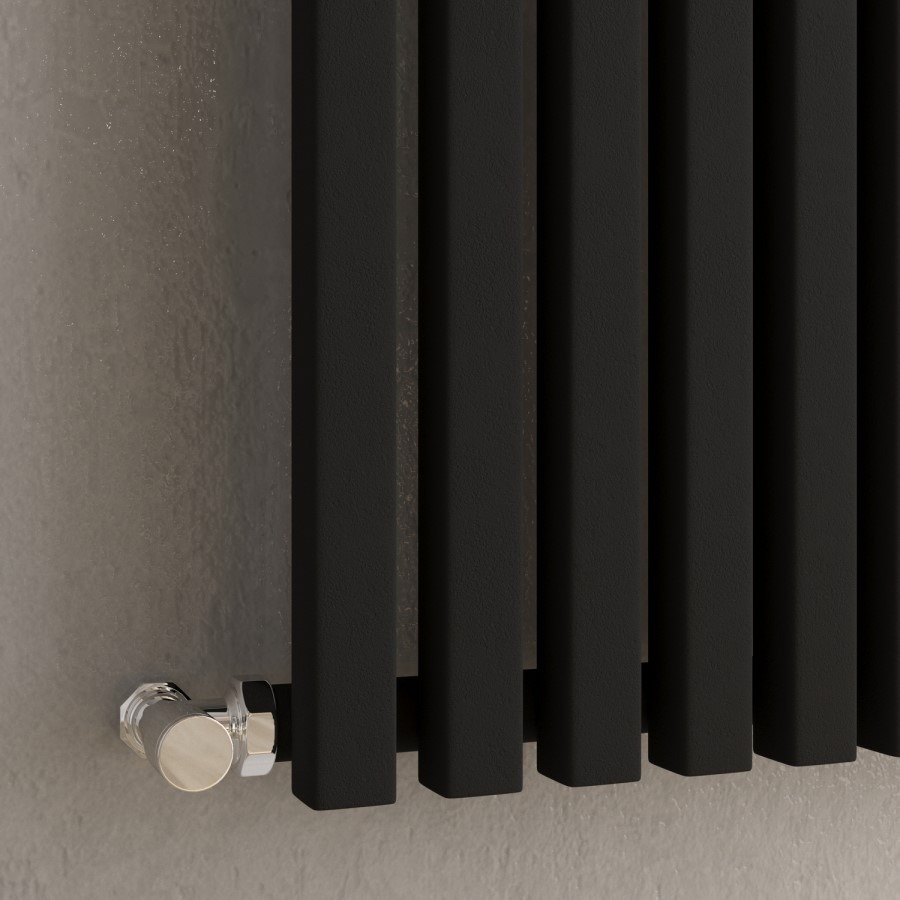 Ravello Midnight Black Vertical Square Designer Radiator 1800x450mm Single Panel 3618 BTU - Image 2