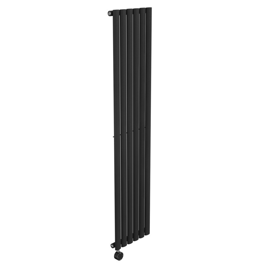 Midnight Black Vertical Smart Electric Radiator with Wi-Fi Thermostat - 1000W - H1600xW354mm - Bathroom Safe - Image 2
