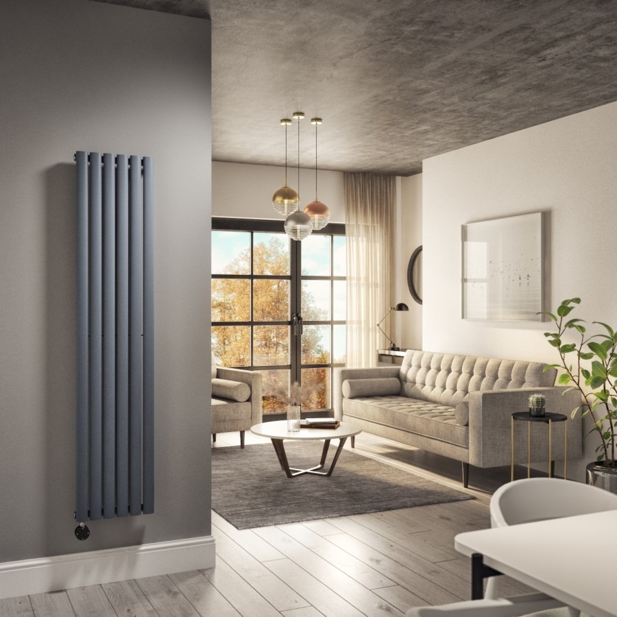 Anthracite Vertical Smart Electric Radiator with Wi-Fi Thermostat - 1000W - H1600xW354mm - Bathroom Safe - Image 2