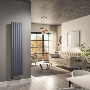 Anthracite Vertical Smart Electric Radiator with Wi-Fi Thermostat - 1000W - H1600xW354mm - Bathroom Safe