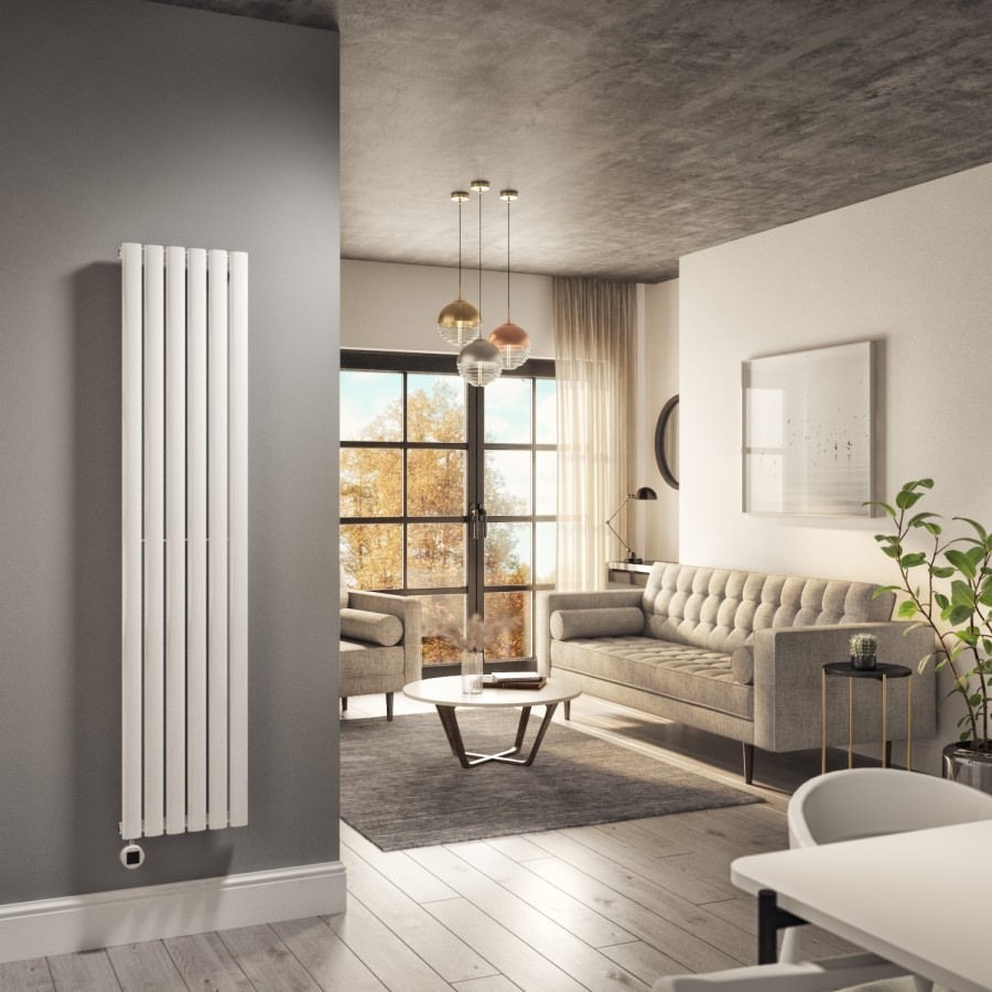 Anthracite Vertical Smart Electric Radiator with Wi-Fi Thermostat - 1000W - H1600xW354mm - Bathroom Safe - Image 2