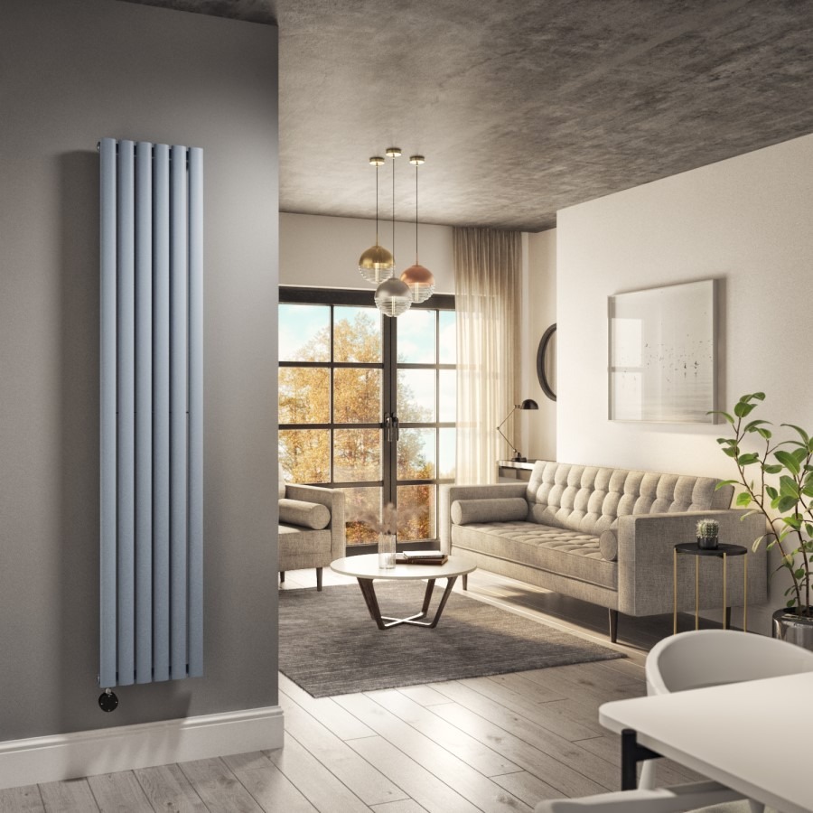 Light Grey Vertical Smart Electric Radiator with Wi-Fi Thermostat - 2000W - H1800xW354mm - Bathroom Safe - Image 2