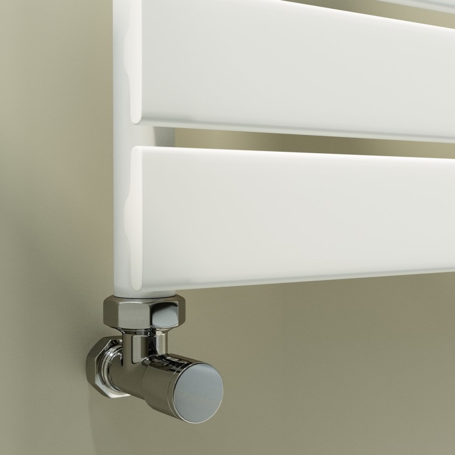 Riace White Vertical Flat Towel Radiator 1200x600mm Single Panel 2034 BTU - Image 2