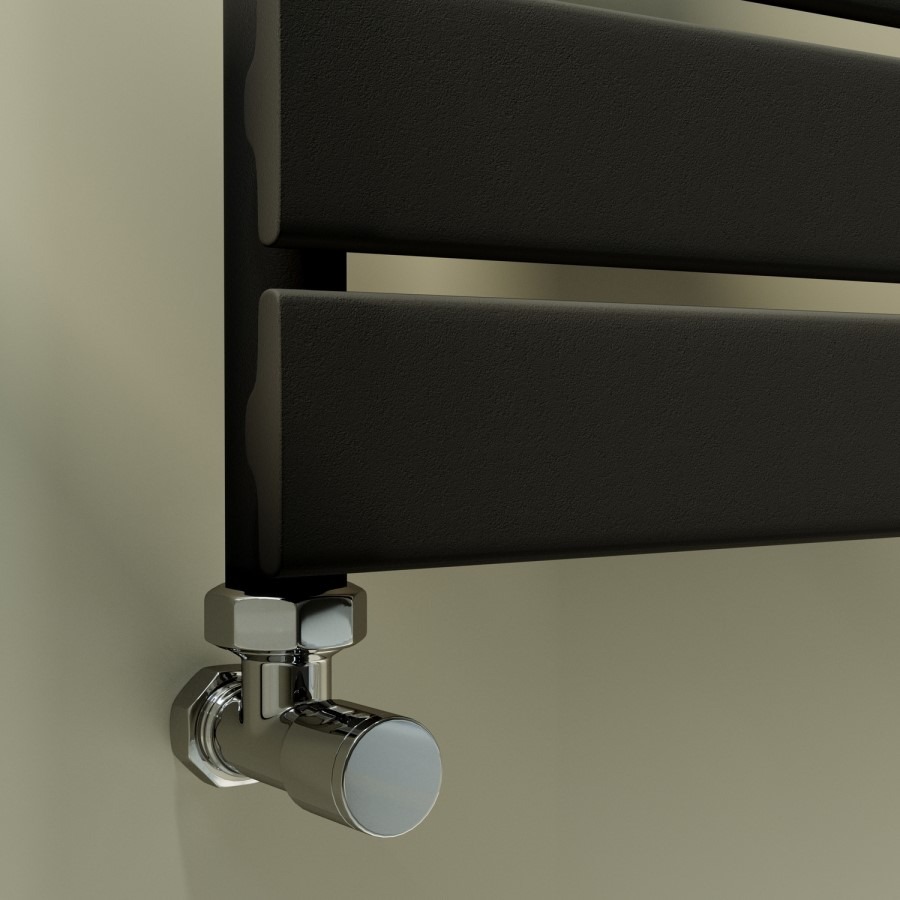Riace Midnight Black Vertical Flat Towel Radiator 1800x450mm Single Panel 2471 BTU - Image 2