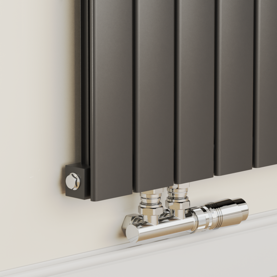 Eco Eleganza Midnight Black Vertical Flat Designer Aluminium Radiator 1600x375mm Single Panel 2546 BTU - Image 2