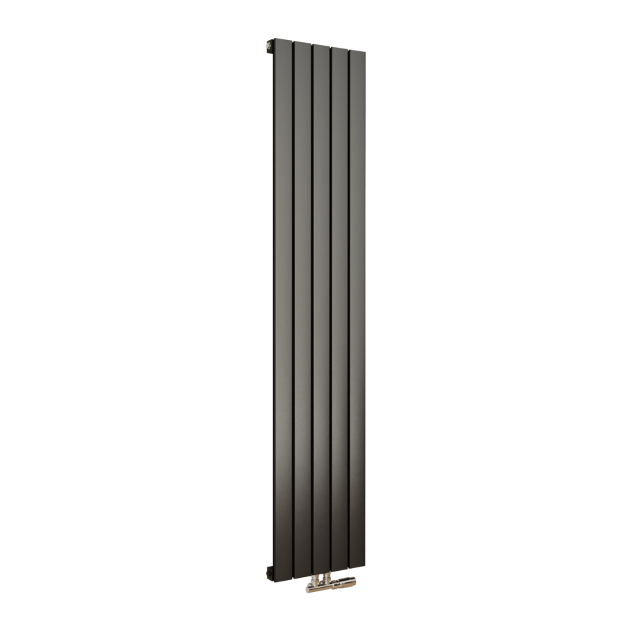 Eco Eleganza Midnight Black Vertical Flat Designer Aluminium Radiator 1800x375mm Single Panel 2823 BTU - Image 3