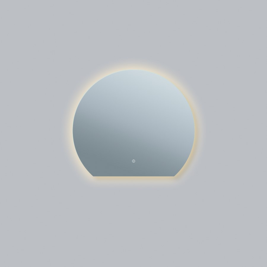 Half Circle Backlit Heated Bathroom Mirror with Lights 800 x 700mm - Ara - Image 3