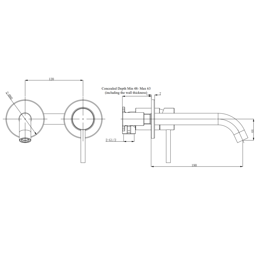 Black Wall Mounted Basin Mixer Tap - Arissa - Image 3