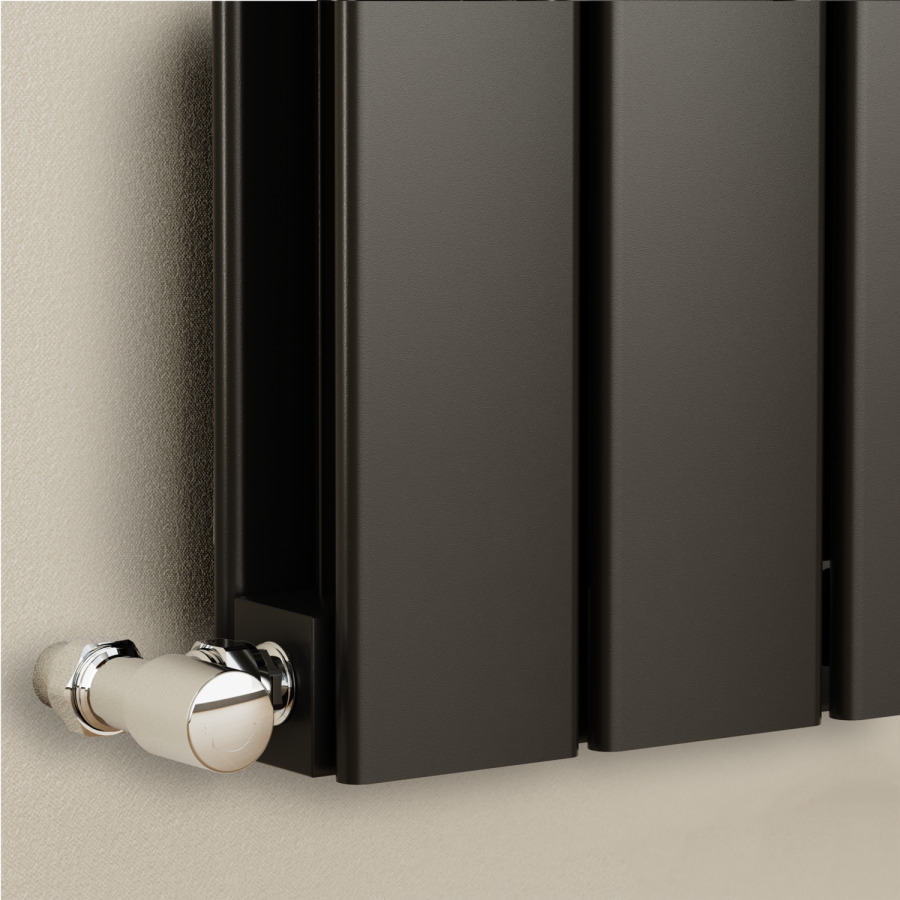 Eco Eleganza Midnight Black Vertical Flat Designer Aluminium Radiator 1800x450mm Double Panel 4392 BTU - Image 2