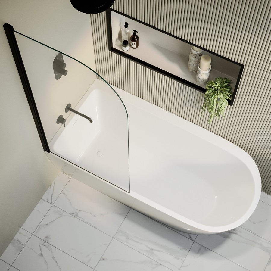 Black Freestanding Left Hand Shower Bath Suite with Toilet and Basin - Amaro - Image 3