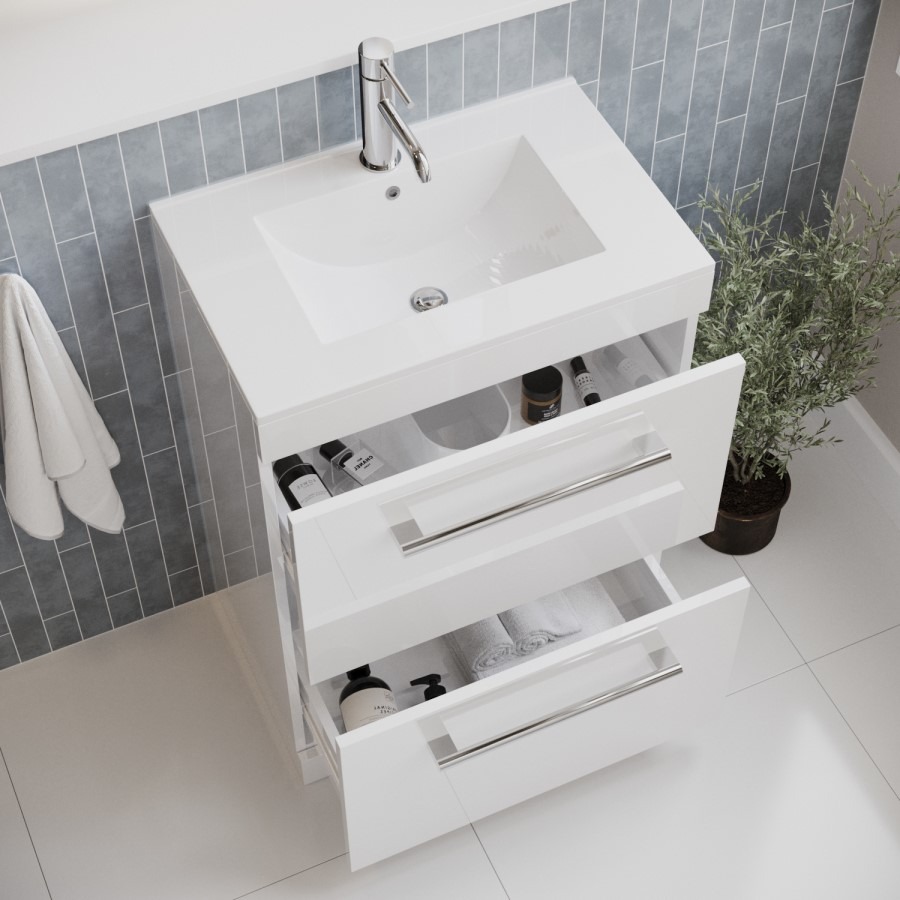 1700mm Straight Bath Suite with Front Panel Toilet & Basin Vanity Combination Unit - Ashford - Image 3