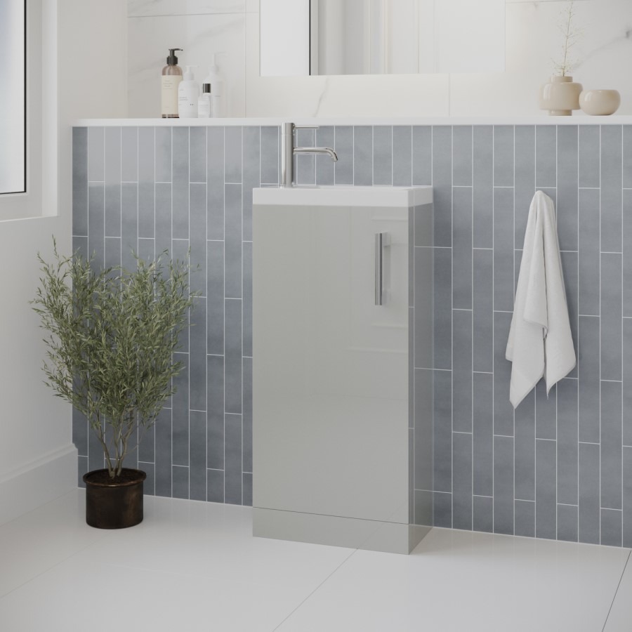 Cloakroom Suite with Grey Vanity Unit Small Basin & Close Coupled Toilet - Ashford - Image 3