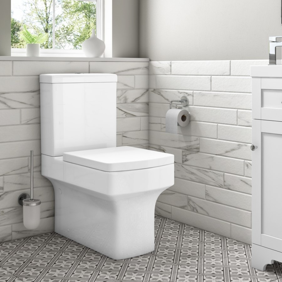 Baxenden Cloakroom Toilet Suite with White Floorstanding Vanity Unit and Basin - Image 3