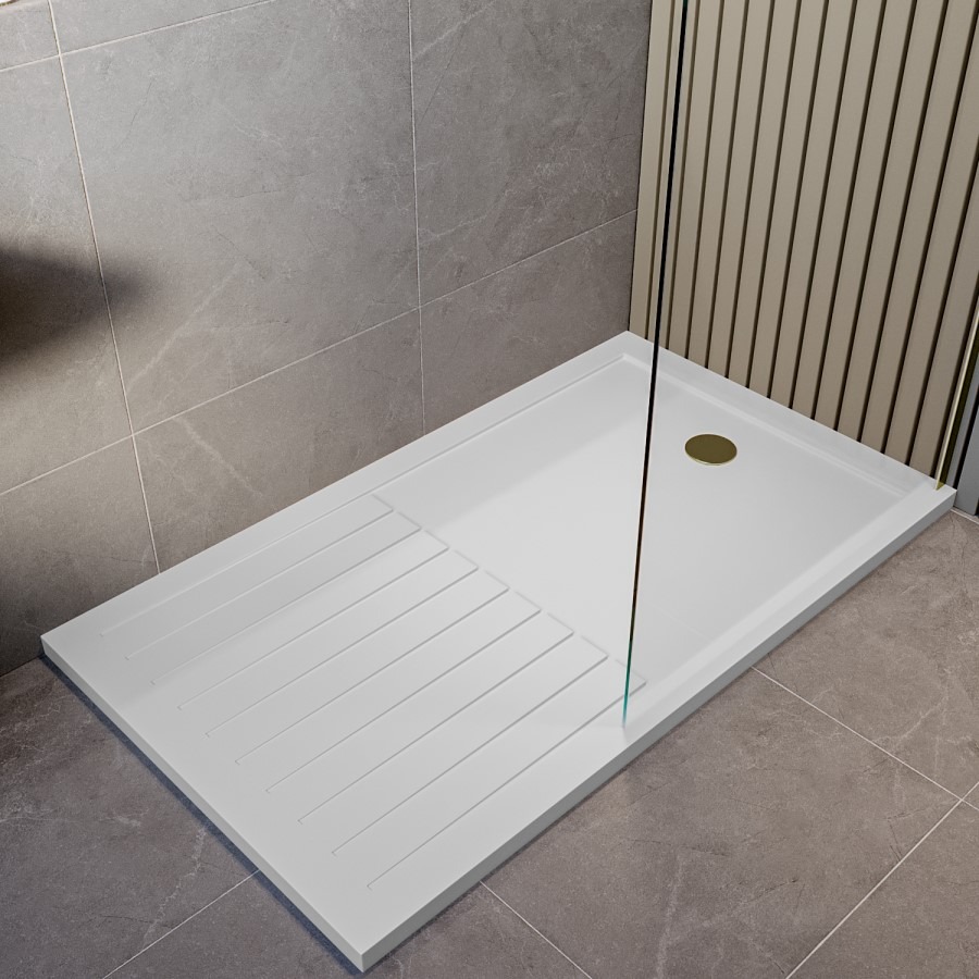 1400 x 900mm Brass Walk in Shower Enclosure Suite with Ashford Toilet and Basin - Image 3