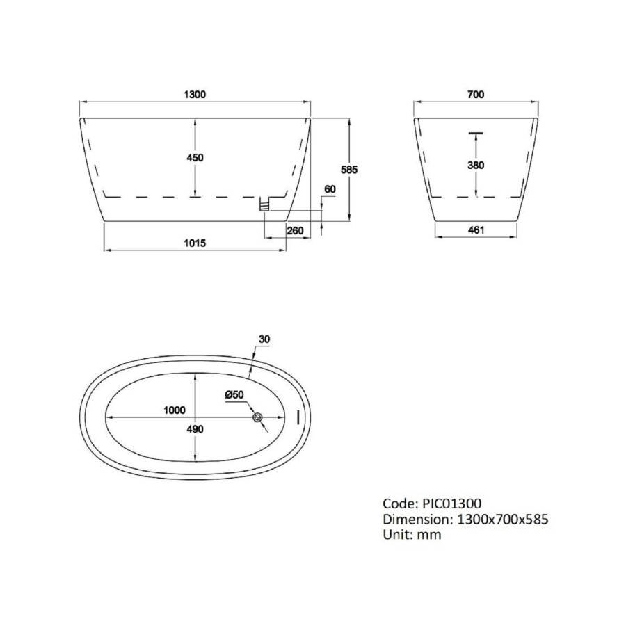 Modern 1300mm Freestanding Bath Suite with Toilet & Basin - Pico - Image 3