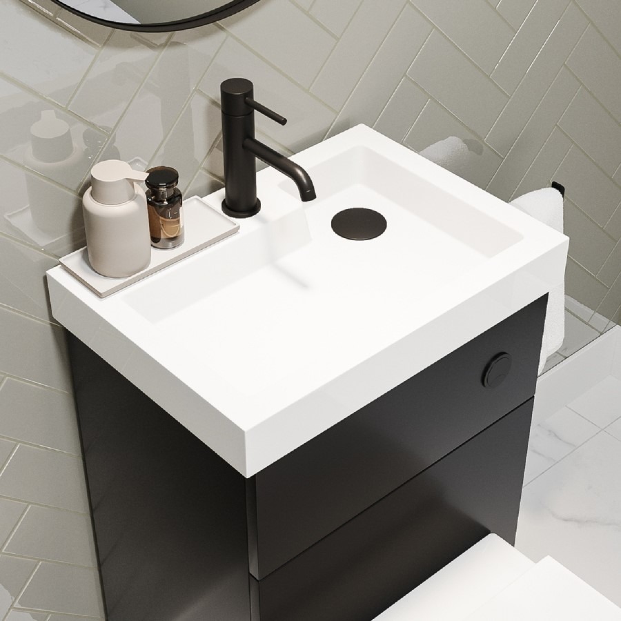 500mm Black Cloakroom Toilet and Sink Unit with Black Fittings - Valetta - Image 3