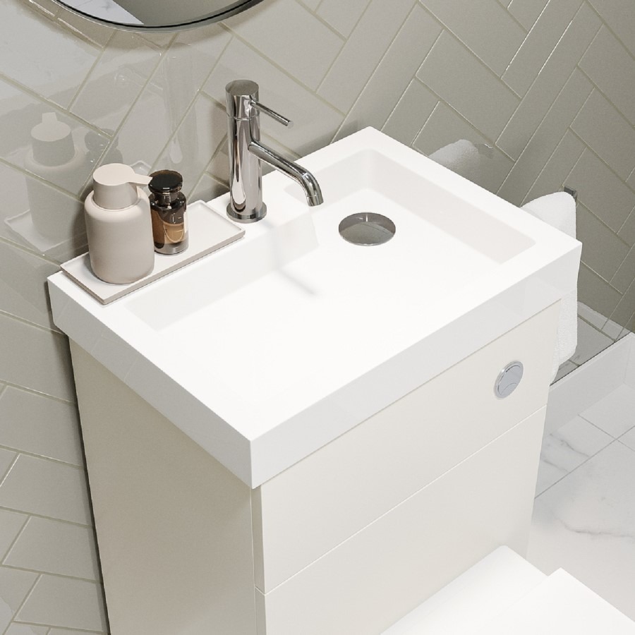 500mm White Cloakroom Toilet and Sink Unit with Chrome Fittings - Valetta - Image 3