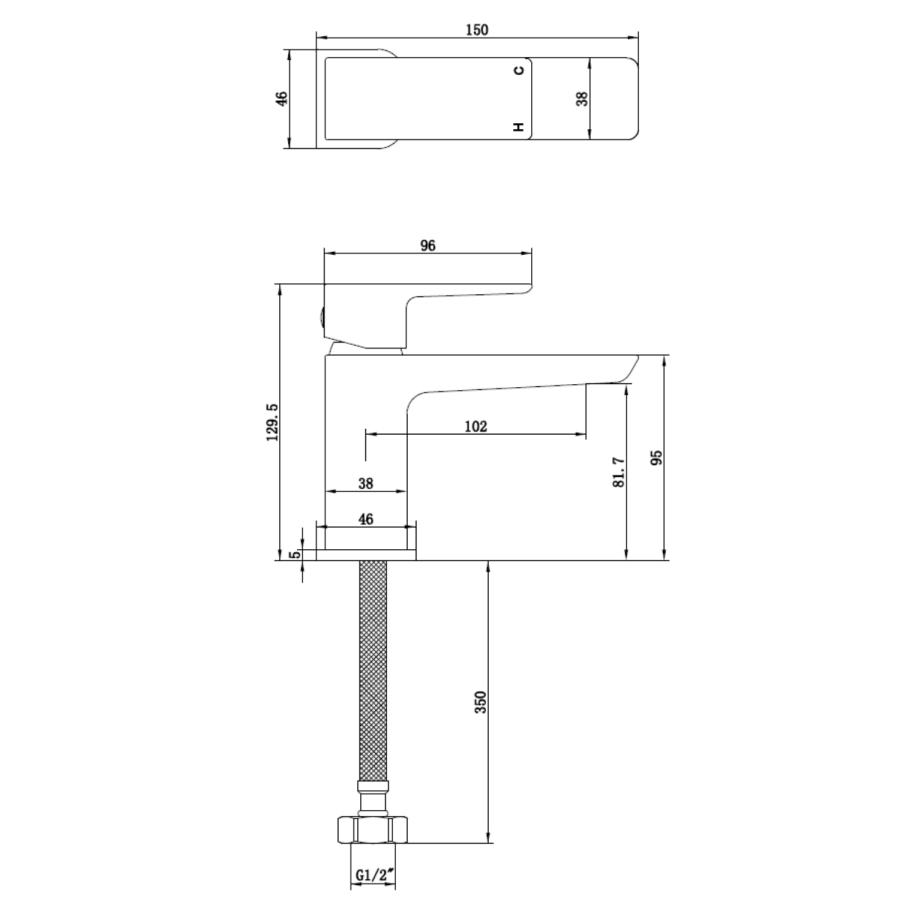 Brushed Brass Cloakroom Basin Mixer - Zana - Image 3