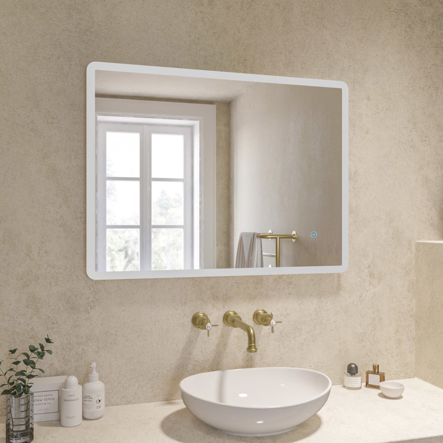 Rectangular Heated Bathroom Mirror with Lights 600 x 800mm - Ariel - Image 3