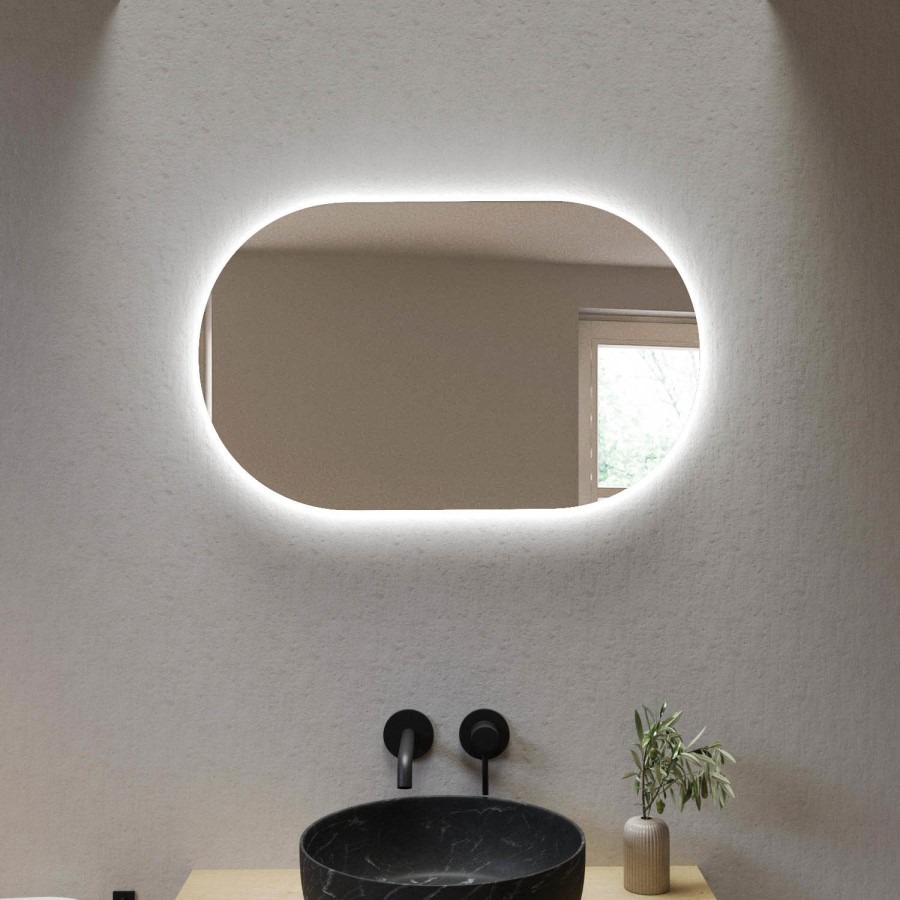 Oval Backlit Heated Bathroom Mirror with Lights 500 x 800mm - Irena - Image 3