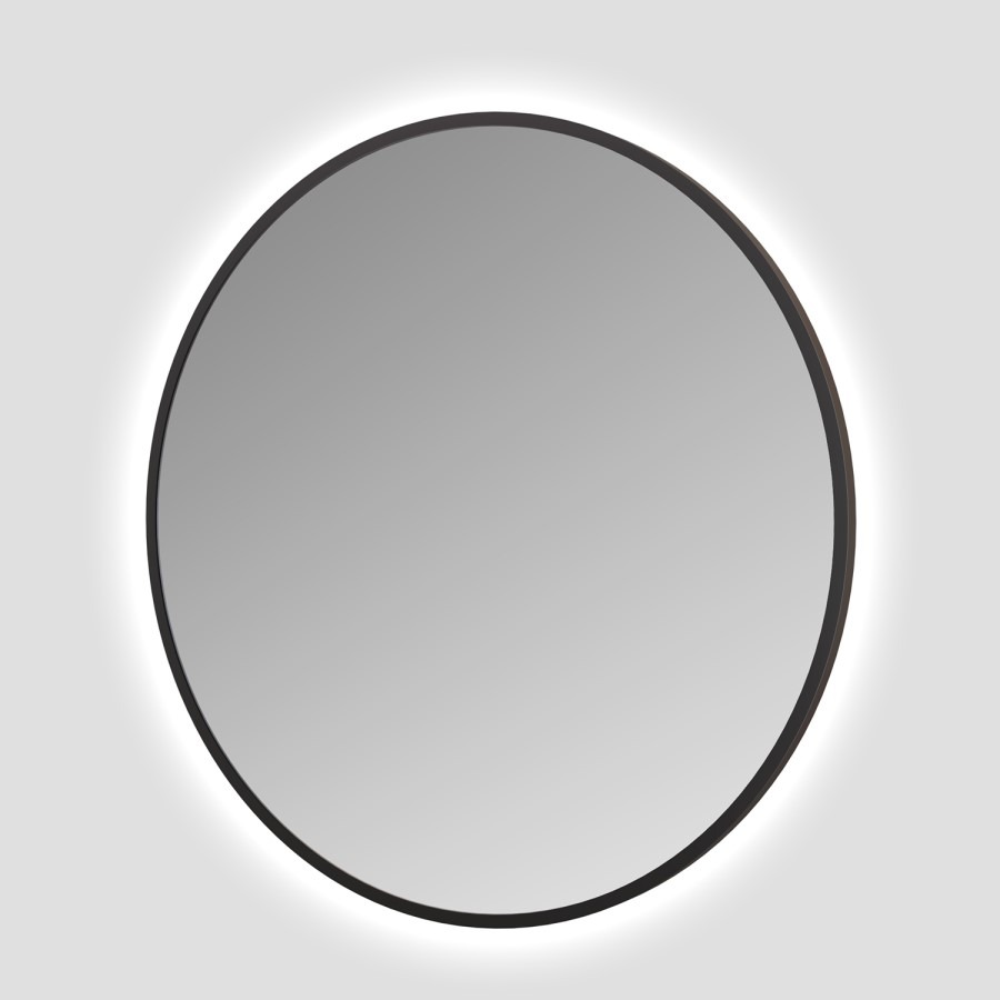 Round Black Backlit Heated Bathroom Mirror with Lights 600mm – Orion - Image 2