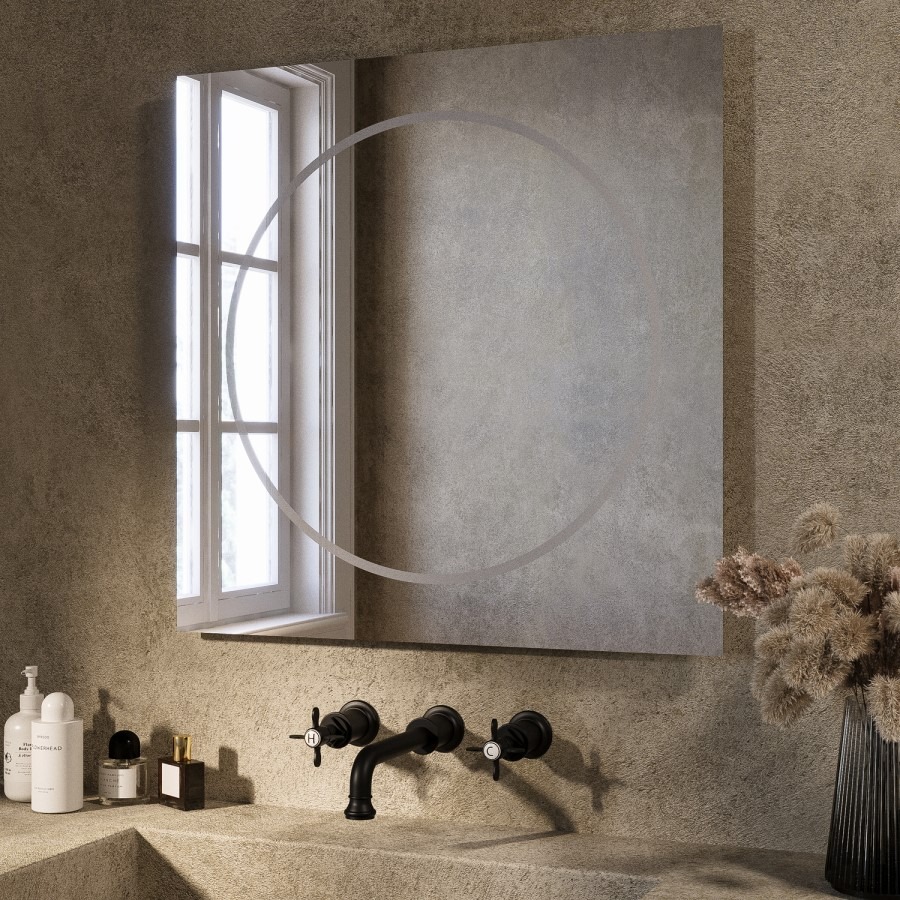 Square Front and Backlit Heated Bathroom Mirror with Lights 600mm - Saturn - Image 4