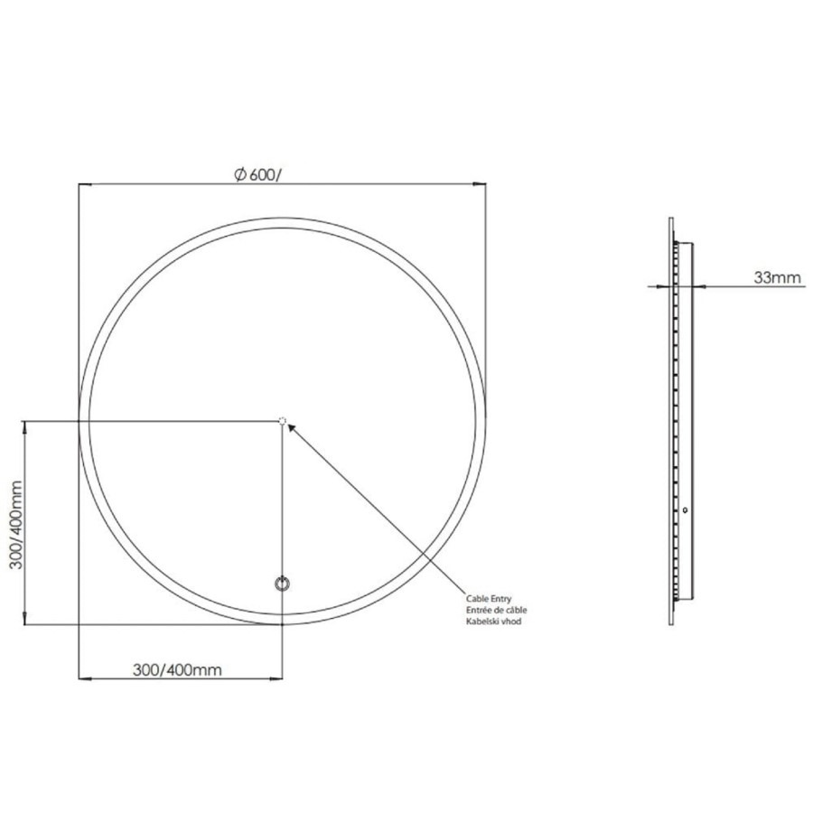Sensio Como Round Backlit Heated Bathroom Mirror with Lights 600mm - Image 3