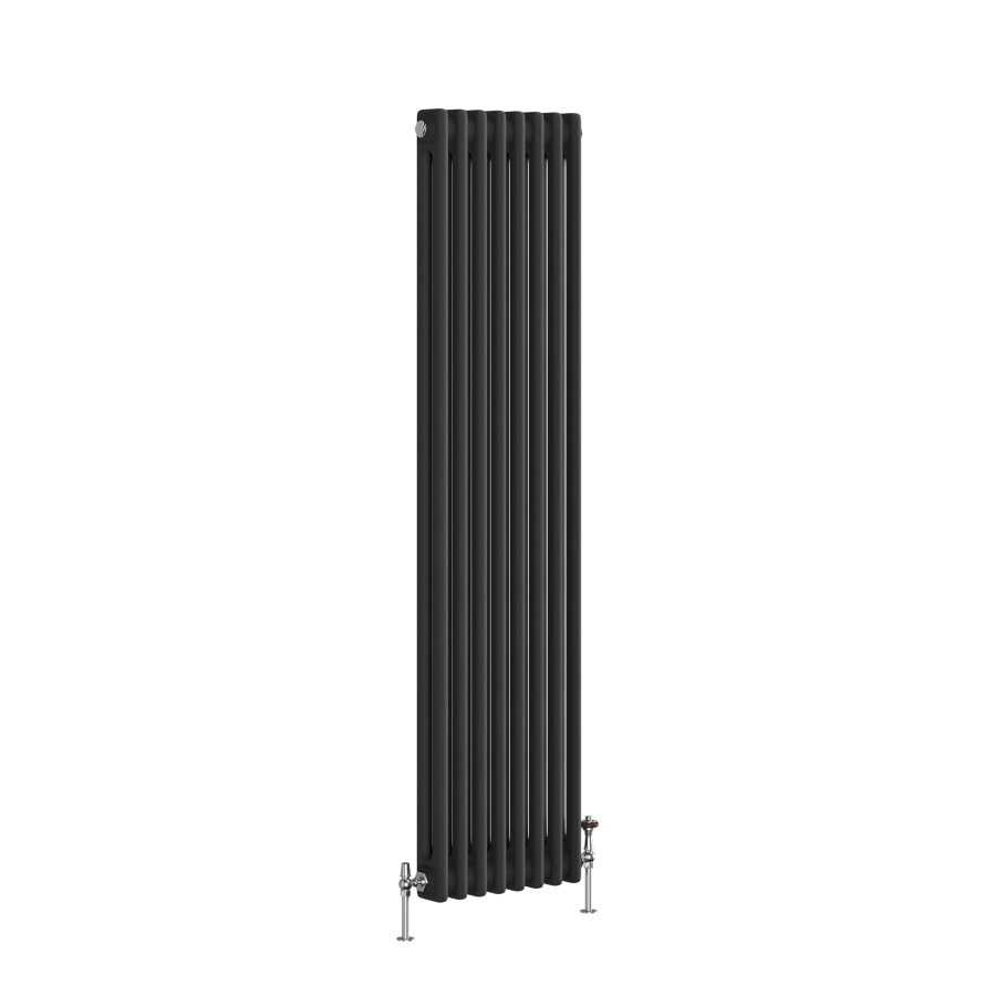 Reggio Midnight Black Vertical Double Column Traditional Radiator 1500x380mm 2972 BTU - Cast Iron Style - Image 3
