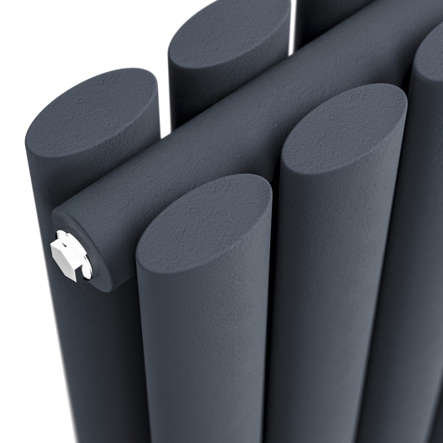 Sorrento Anthracite Vertical Oval Designer Radiator 1600x236mm Double Panel 2234 BTU - Image 3