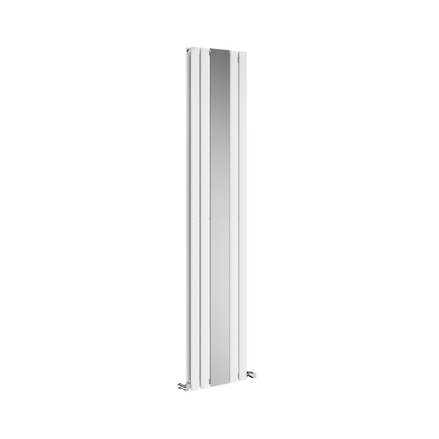 Specchio White Vertical Flat Designer Radiator with Mirror 1800x385mm Double Panel 3541 BTU - Image 3