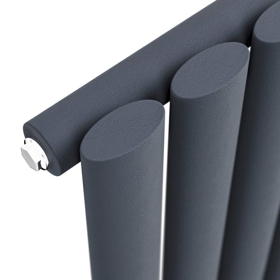 Sorrento Anthracite Vertical Oval Designer Radiator 1800x354mm Single Panel 2530 BTU - Image 3
