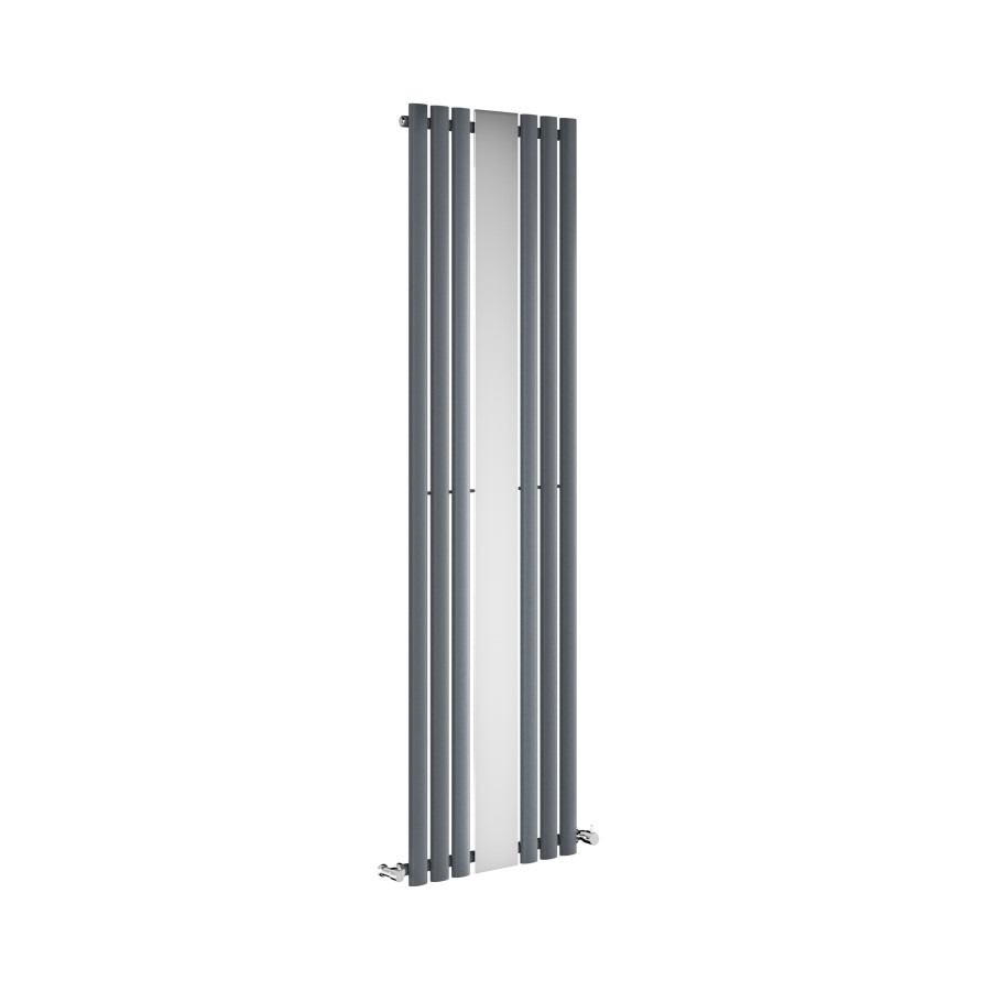 Specchio Anthracite Vertical Oval Designer Radiator with Mirror 1800x500mm Single Panel 2680 BTU - Image 3