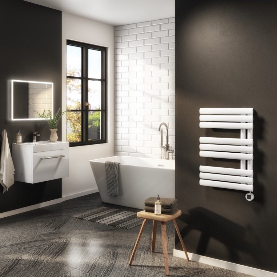 White Electric Towel Radiator 600W with Wi-Fi Thermostat - H650xW450mm - Bathroom Safe - Image 5